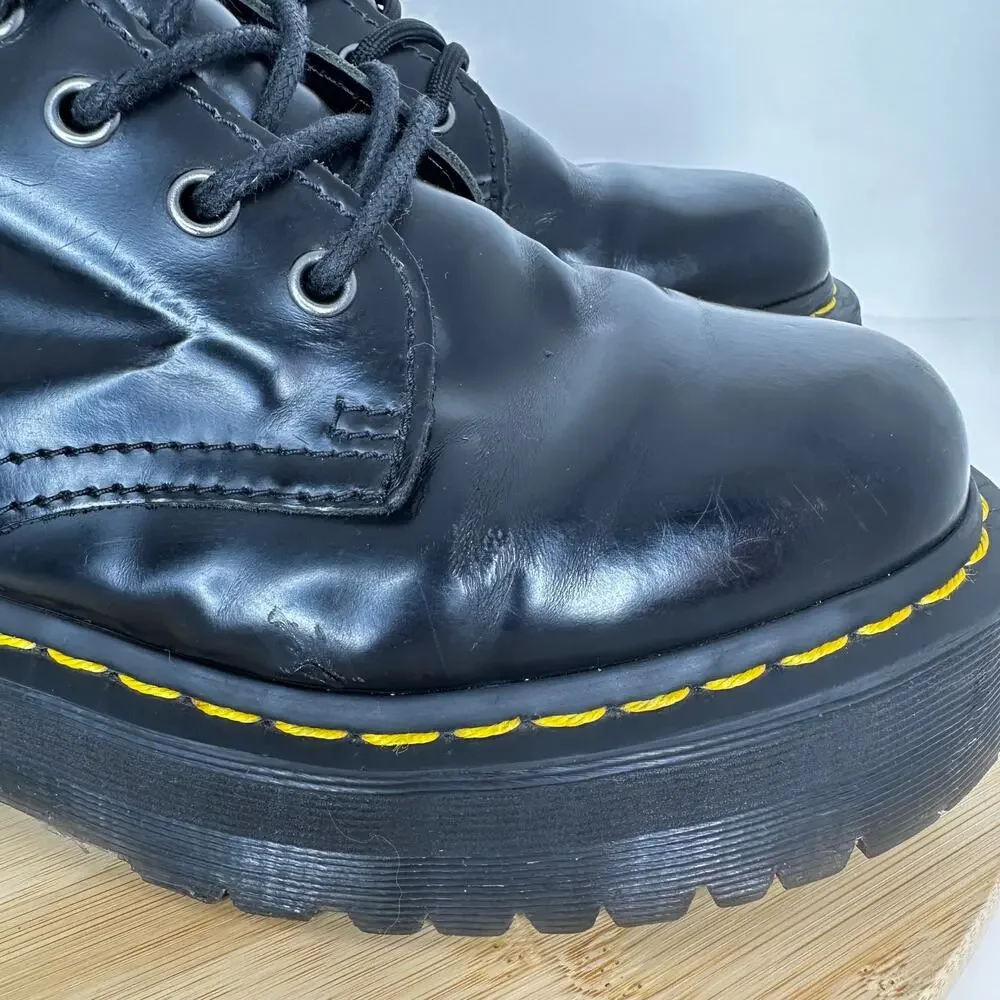 Dr. Martens Black Jadon Platform Combat Boots Smooth Leather Punk Grunge Unisex